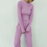 Knitted Wide-leg Pants and Top Set